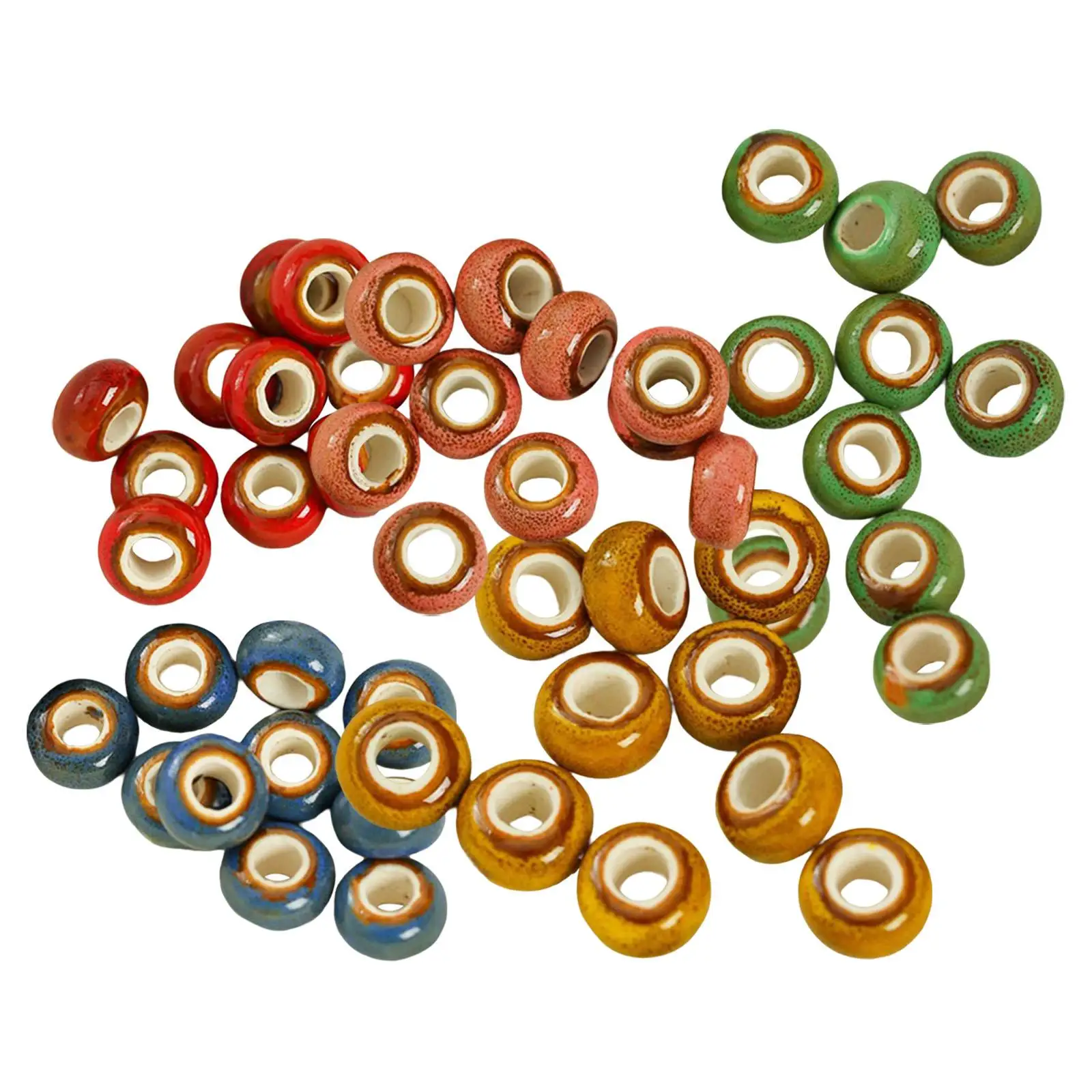 50 Pieces Flower Glaze Ceramic Beads Porcelain Bead for DIY Bracelet 10mm , 15 - 15.9 mm