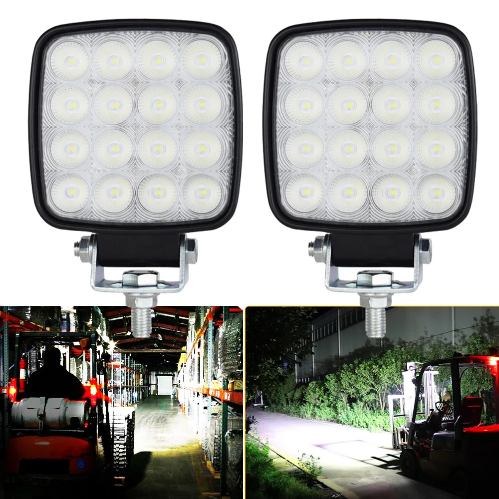 

4 inch LED Flood Light pair CAT Excavator Squar Forklift Tractor Heavy Duty Blub Offroad 12V 24V 6240LM Agricultural vehicles