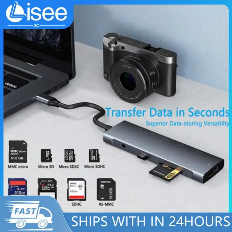 In 1 USB C Hub with RJ45 SD/TF Card Reader Type C 3.1 To 4K Adapter PD Fast Charge for MacBook Notebook Laptop Computer