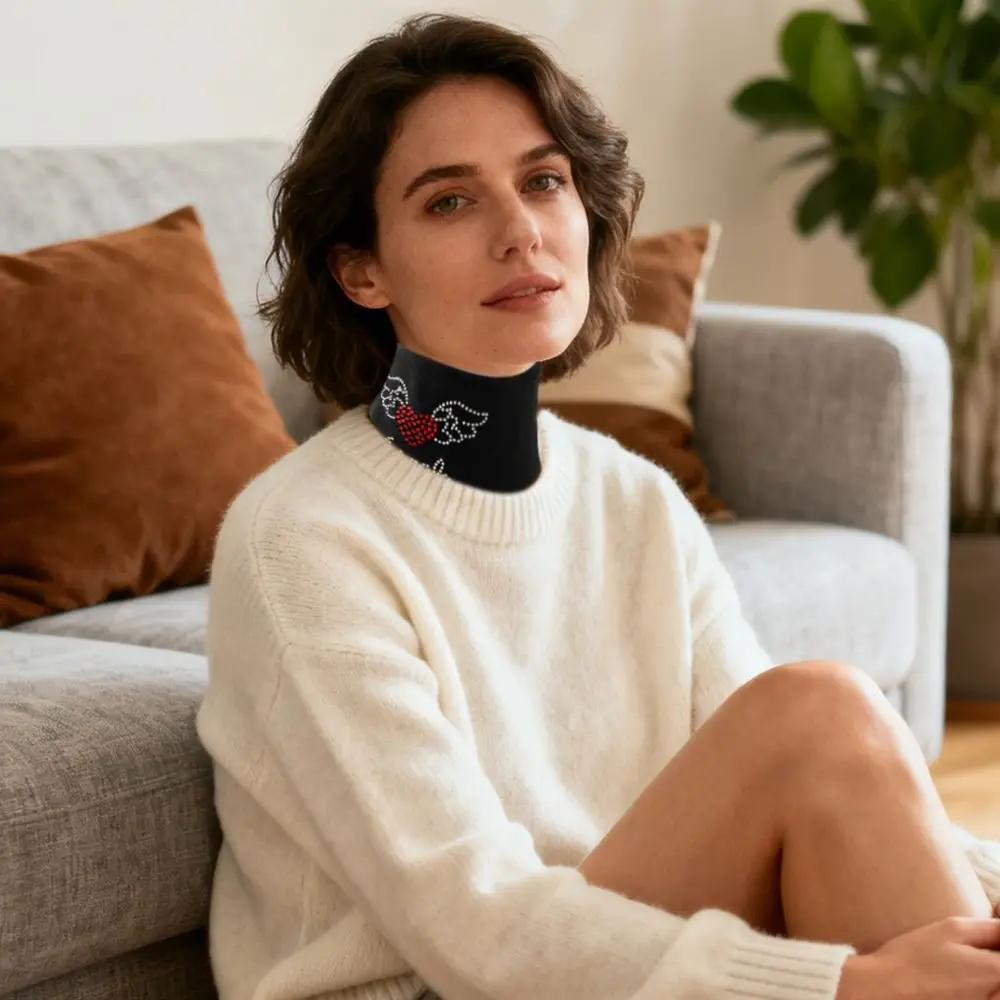 

Fashion Neck Warmer Detachable Fake Collar Windproof Love Rhinestone False Collar Neck Cover Autumn Winter