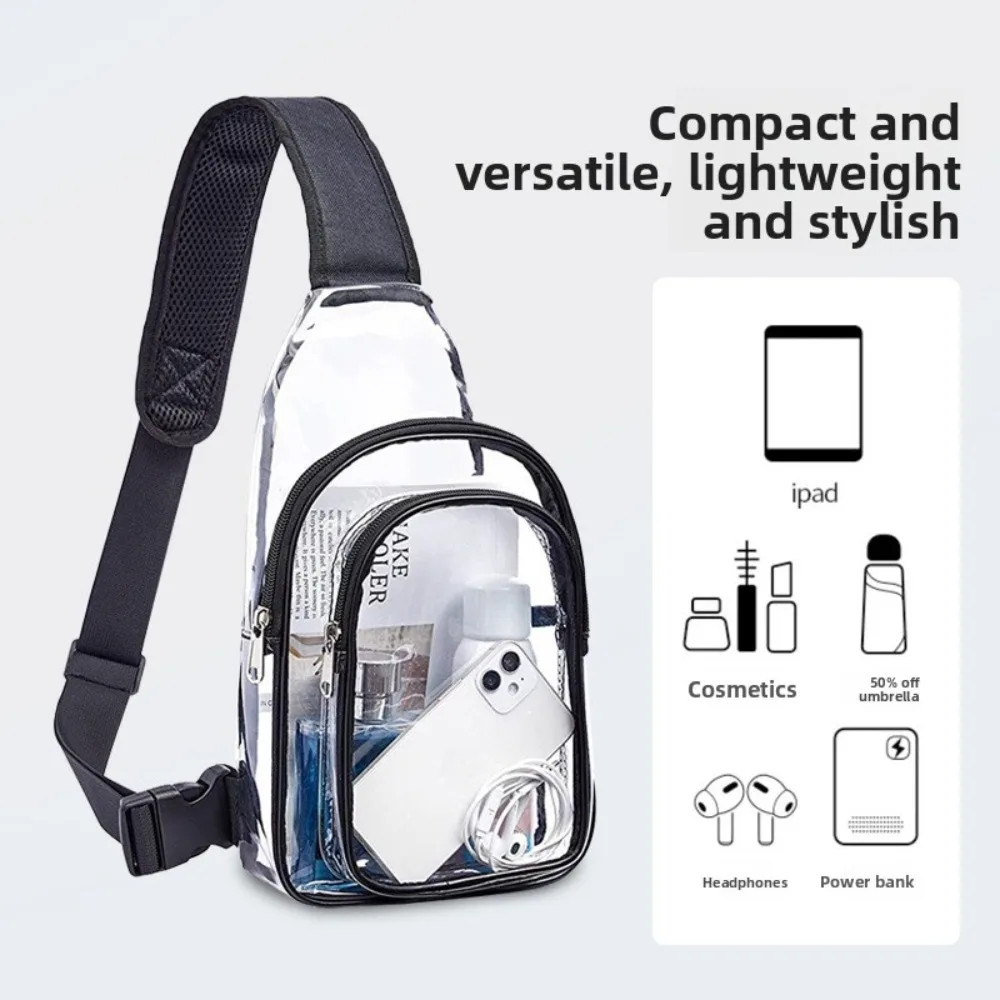 Clear Sling Bag Heavy Duty Transparent Waterproof Chest Crossbody Pass Security Fast Stadium Approved Concert Game Day Women Men