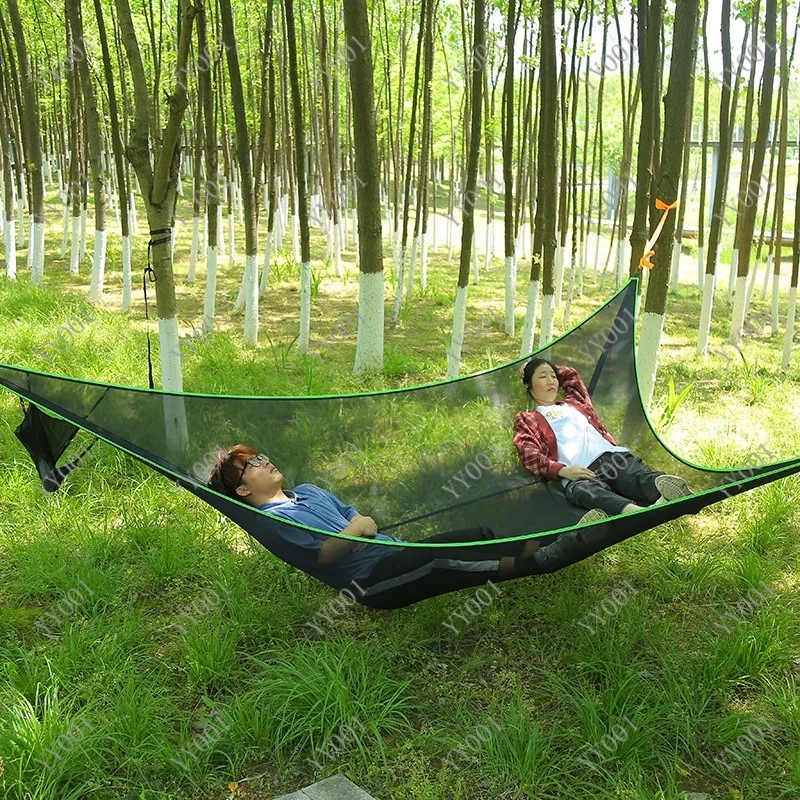

Portable Triangular Hammock Multi Person Outdoor Camping Swing High Strength Encrypted Mesh Hanging Bed