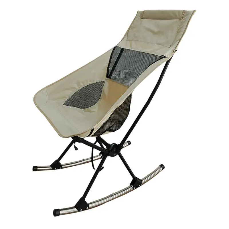 

Rocking Camp Chair Oxford Cloth High Back Folding Chair With Breathable Mesh Back Perfect For Outdoor Indoor Lawn Relaxation