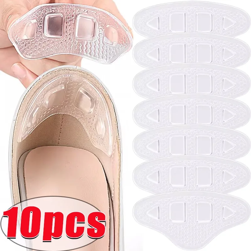 

2/10 шт. прозрачные треугольные силиконовые наклейки для пяток, износостойкие и противоскользящие, самоклеящиеся, моющиеся, многоразовые аксессуары для обуви