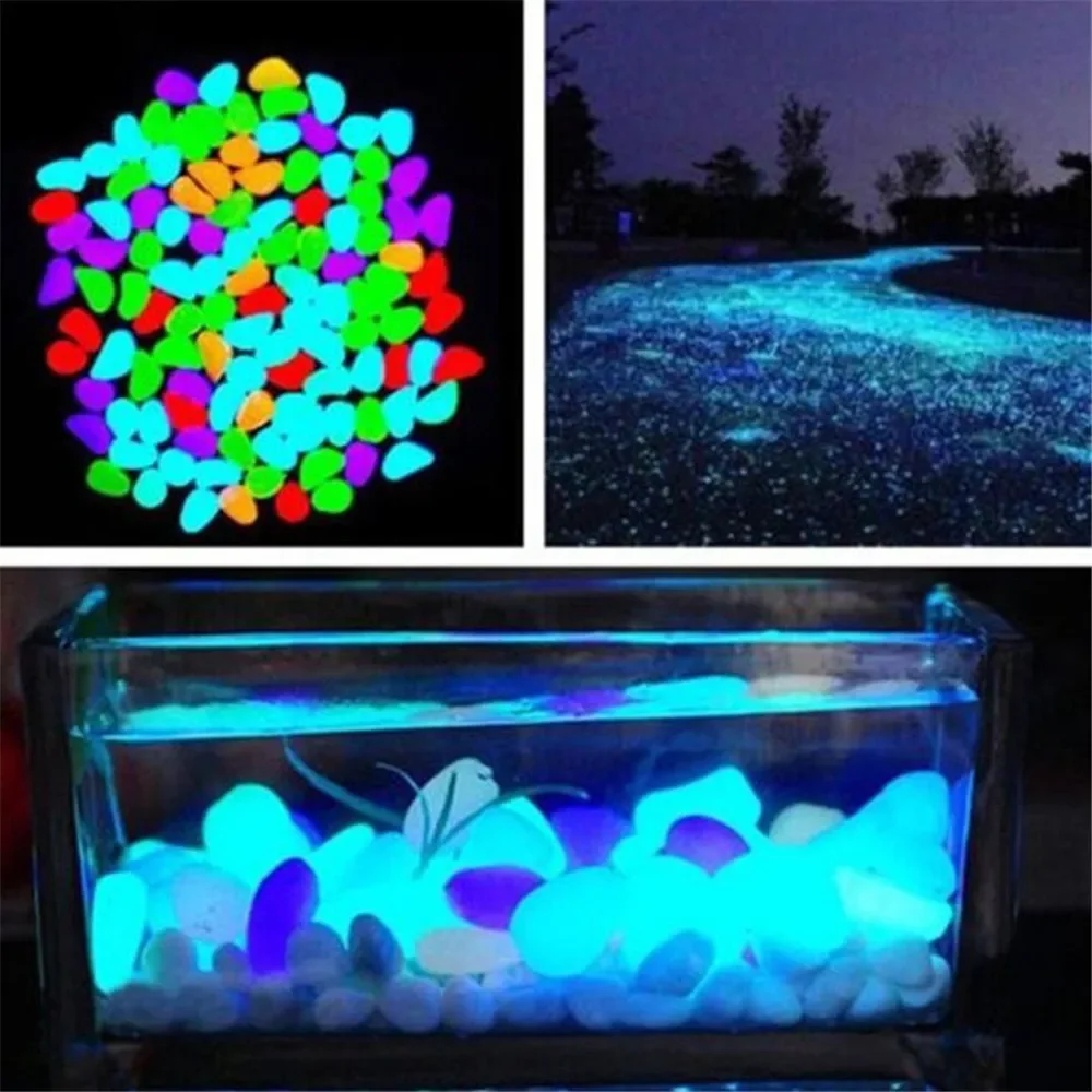 50pcs/pack Luminous Pebbles Stones for Fish Tank Decoration Resin Glow In The Dark Stones Fish Tank Aquarium Decorations