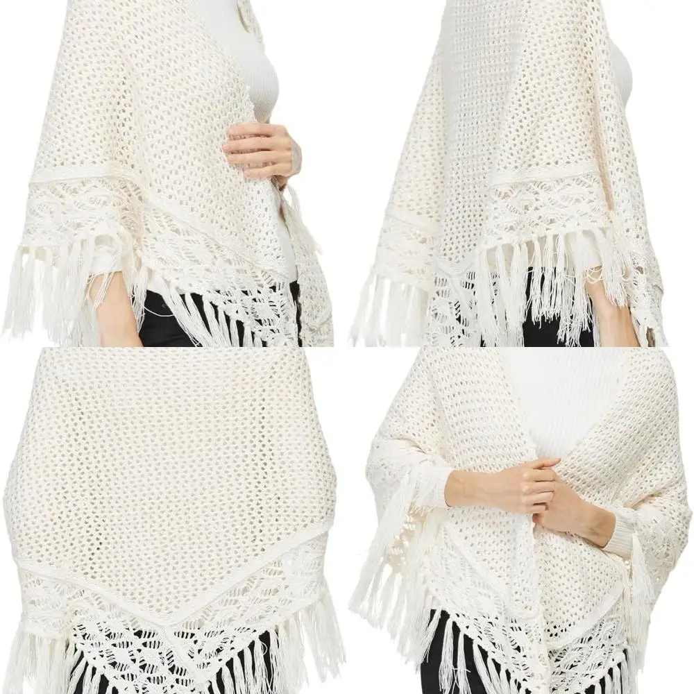 

Elegant Evening Shawls: Versatile Knit Triangle Fringed Scarves for Dress Cover-Ups