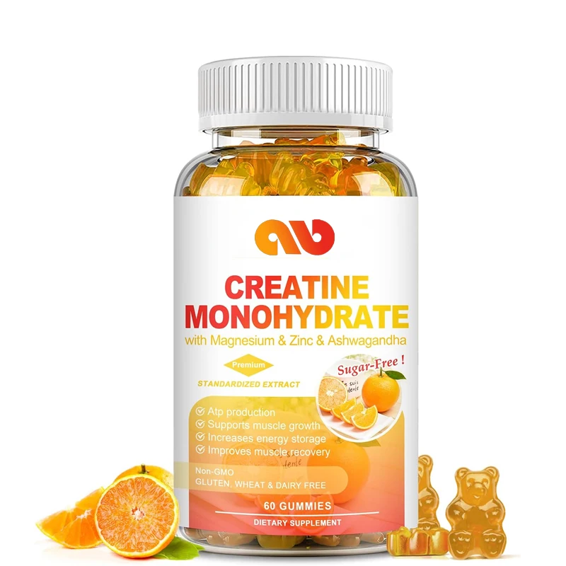 Creatine monohydrate supplement gummies for muscle building and strength, energy support -60 gummies