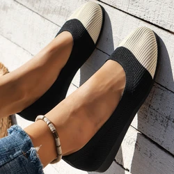 Damskie oddychające płaskie buty z siatką nowe pion noski damskie Slip on Casual buty Outdoor Plus Size lekkie buty do chodzenia dla kobiet