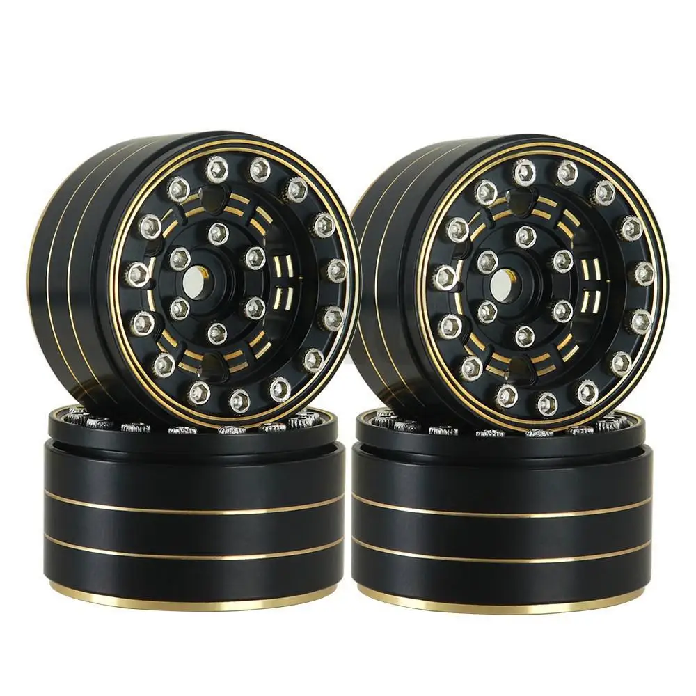 

4pcs 1 Inch Metal Heavy Black Gold Beadlock Wheel Classical Rim 1/24 Rc Crawler Car For Axial Scx24 90081 Fms Truck Tyre