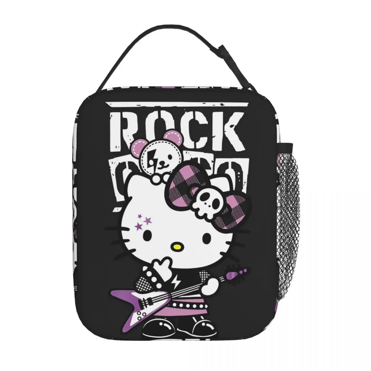 

Hello Kitty Rock Punk Music Insulated Lunch Bags Cooler Bag Meal Container Portable Lunch Box Tote Food Handbags Beach Outdoor