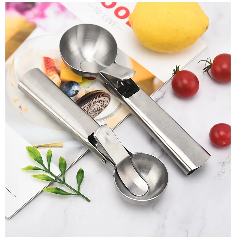 Stainless Steel Ice Cream Scoops, Ice Cream Digger, Non-Stick Fruit Ice Ball Maker, Watermelon Ice Cream Spoon Tool