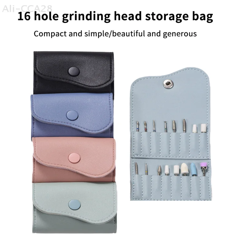 16 posições dobrável prego brocas saco portátil titular diy unhas arte ferramenta de armazenamento macio carteira sacos acessórios manicure
