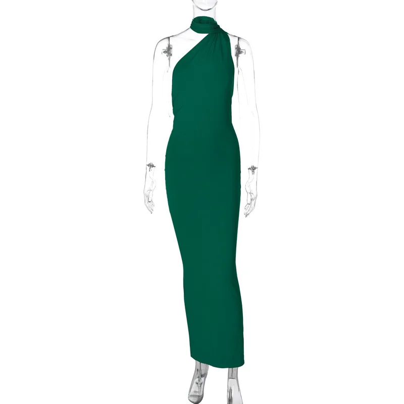Hugcitar One Shoulder Backless Adjustable Scarf Loop Ruched Sexy Maxi Dress Women Elegant Y2K Streetwear Festival Outfit 247 S24303ed521b345e4b6aba4cbf76bdfbbF
