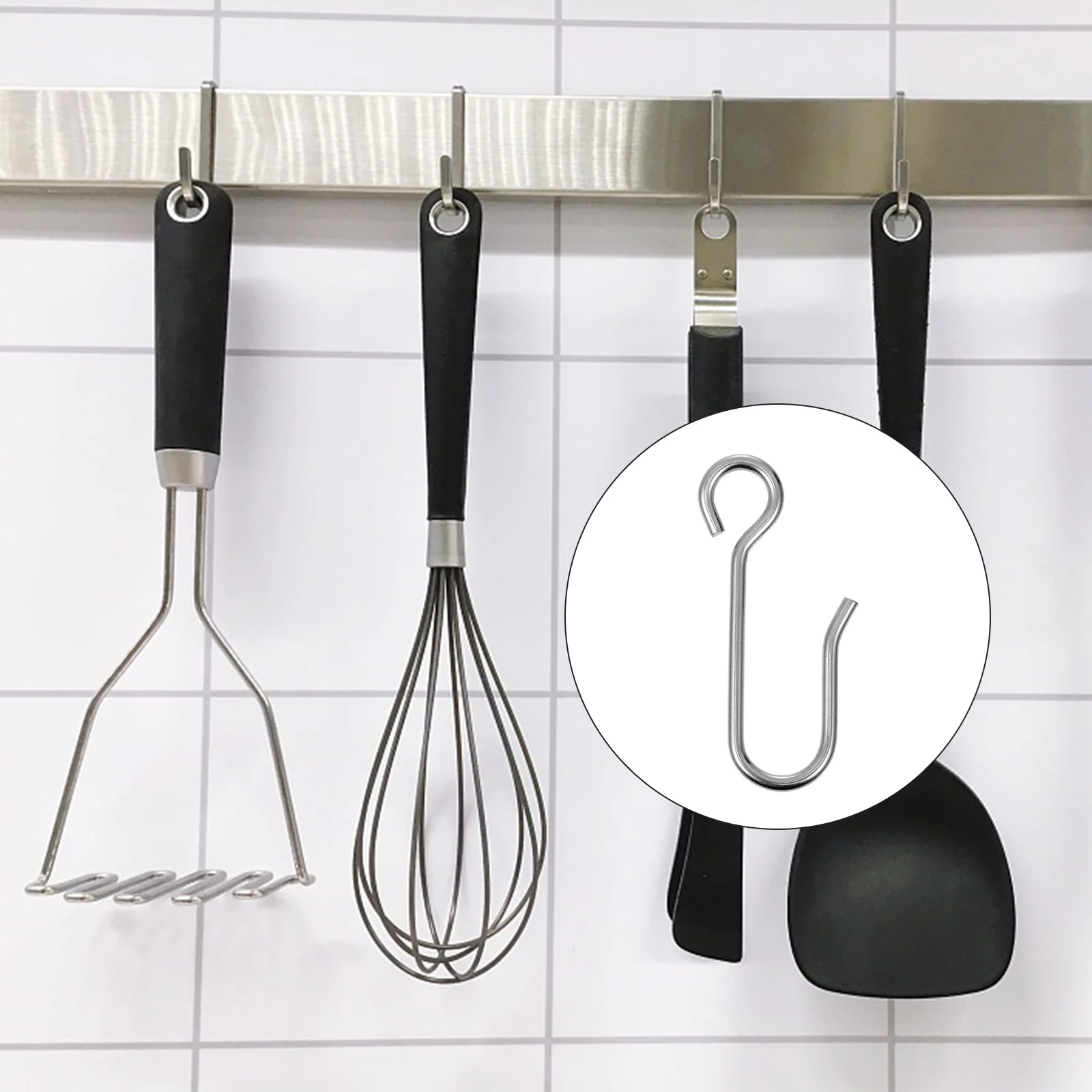 

100pcs Stainless Steel Hooks Set S-Shaped Curtain Holders For Bathroom Kitchen Bedroom Universal Fit Rustproof Hangers Household