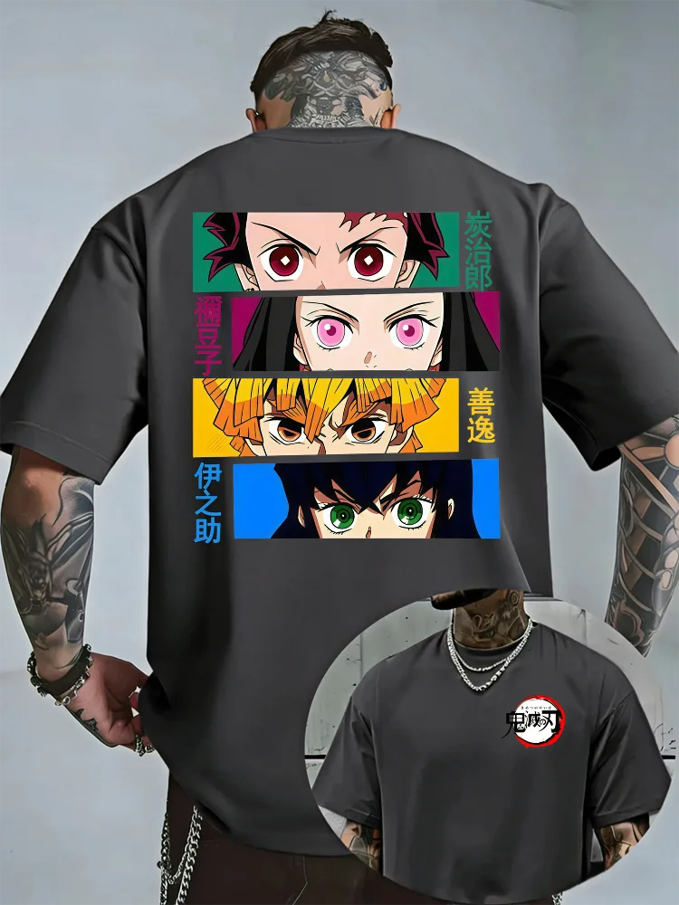 Demon Slayer Halloween Joint T-Shirt Sommer Unisex lockeres und atmungsaktives Baumwoll-T-Shirt-Oberteil – Detail 6
