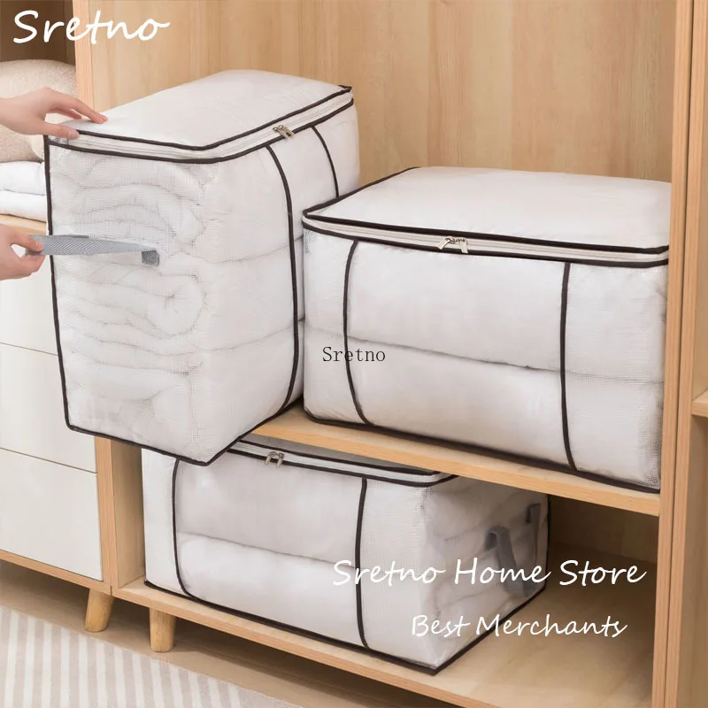 

SRETNO Quilt Storage Bag Large Capacity PVC Visible Clothes Waterproof, Moisture Proof, Dustproof Foldable Quilt Storage Bags