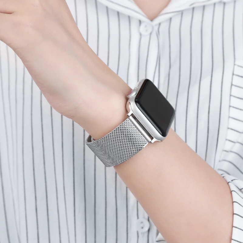 الفولاذ المقاوم للصدأ ميلان شبكة حزام ل سوار ساعة يد آبل 49 مللي متر 45 44 42 38 40 مللي متر سوار المعصم المعدني لسلسلة iWatch 9 8 7 6 5 4 3