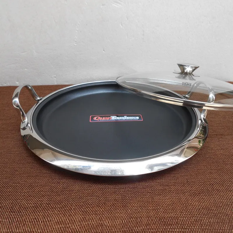 Stainless steel frying pan non-stick skillet for frying fish, pizza, and more