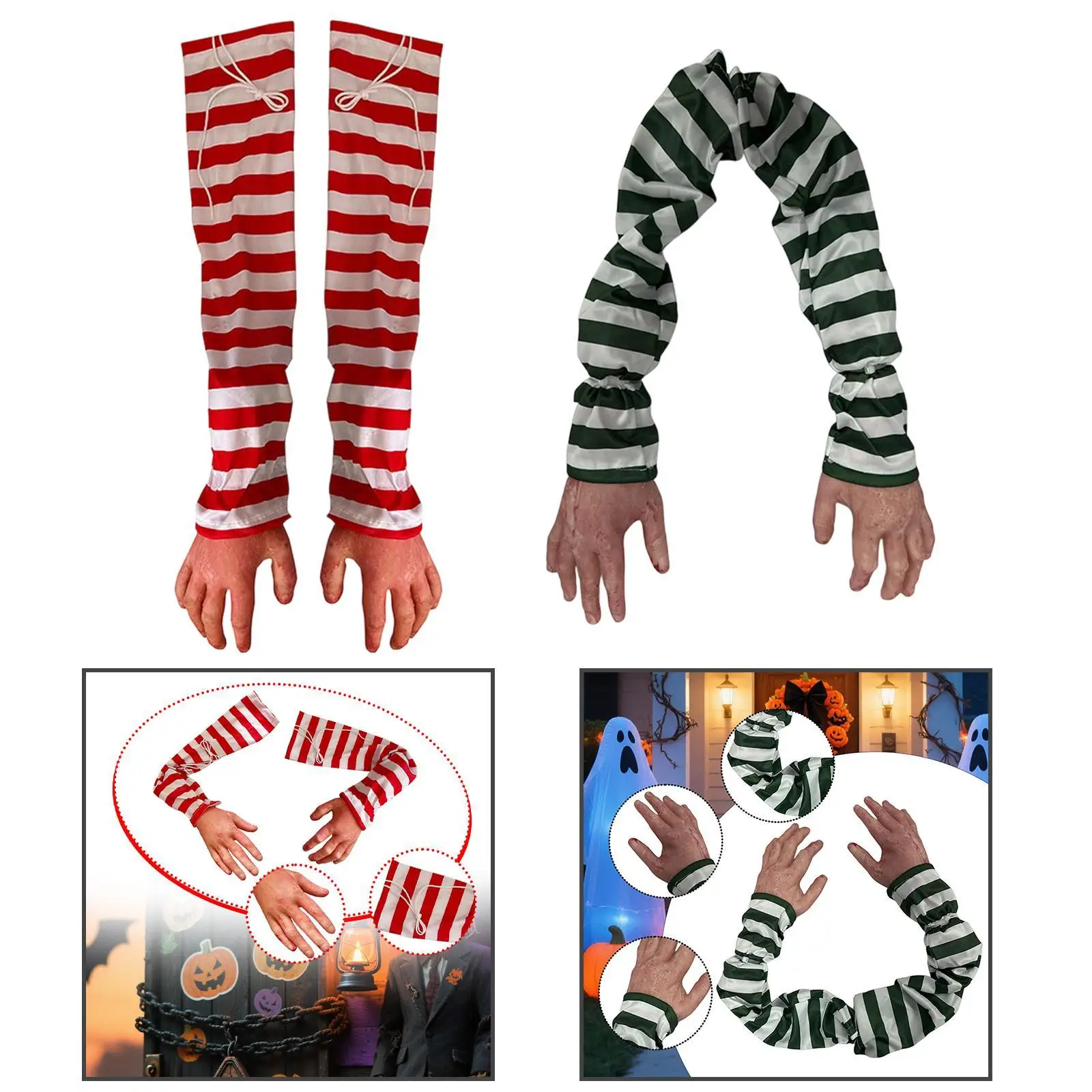 

2Pcs Halloween Fake Hands Atmosphere Spooky Yard Hanging Horror Cosplay Decoration for Bar Pub Tricks April Fool Props Trees