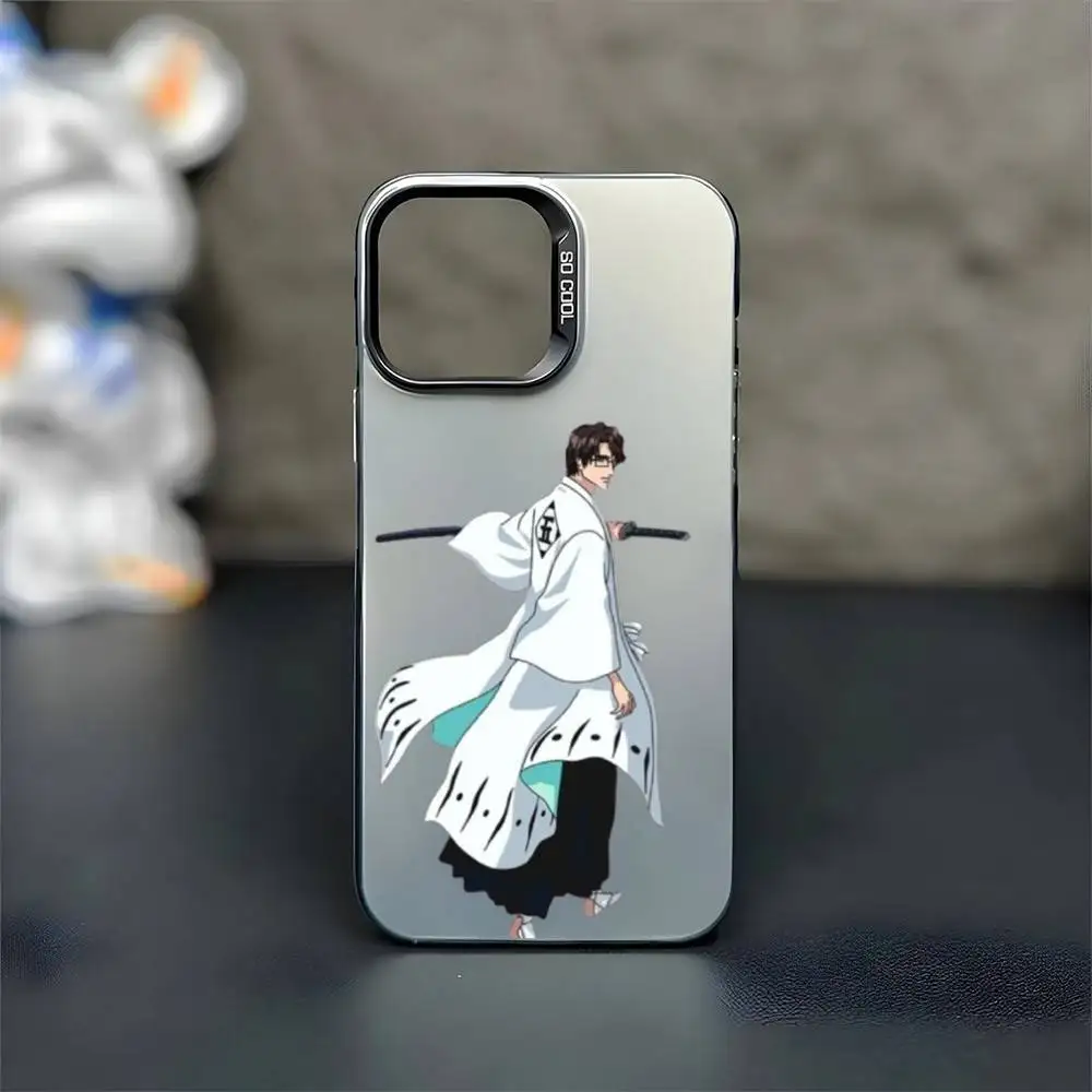 Etui na telefon Anime A-Aizen S-Sousuke do iPhone'a 17, 16, 15, 14, 13, 12, 11 Plus, Pro Max, czarne, matowe, odporne na wstrząsy.