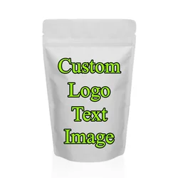 100PCS Stand-up Matte White Aluminum Foil Ziplock Packaging Bag DIY Logo Print Matcha Tea Coffee Snack Candy Sugar Gift Pouches