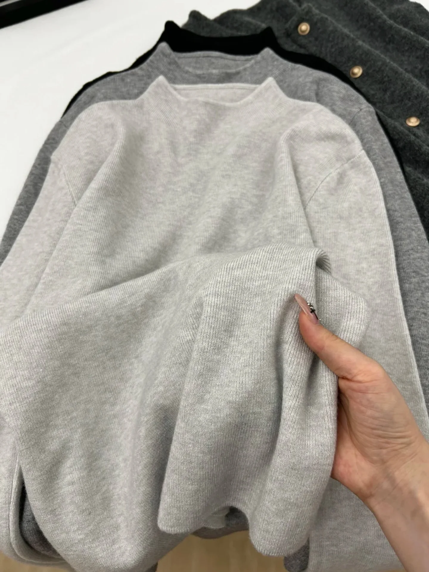 Soft Comfortable Long Sve Knitted Base irt Korean Design All-Match Women's Faion Commute Sle Pure Color Overhead Top