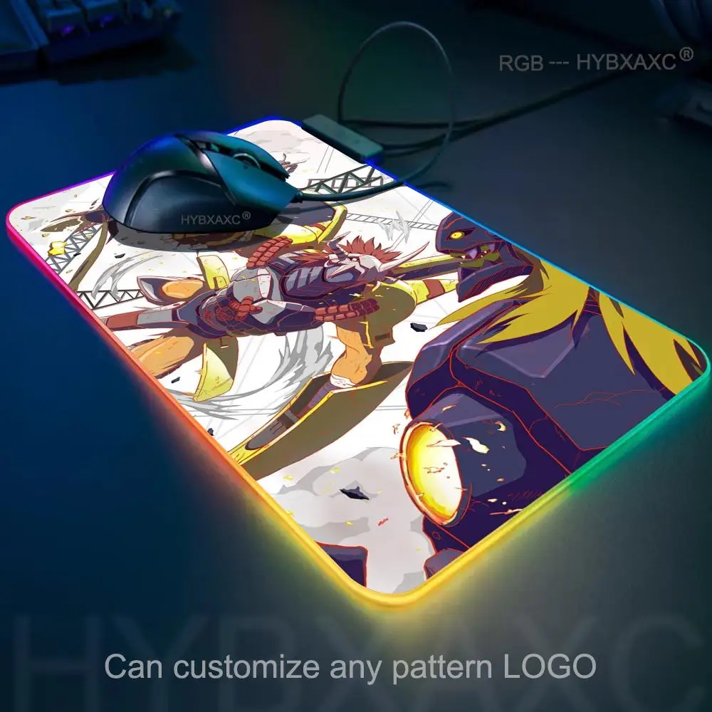 D-Digimon A-Adventure Anime Mouse Pad RGB Gaming Mouse Pad Desk Mat HD Gamer Large LED Light XXL MousePads PC Computer Carpet