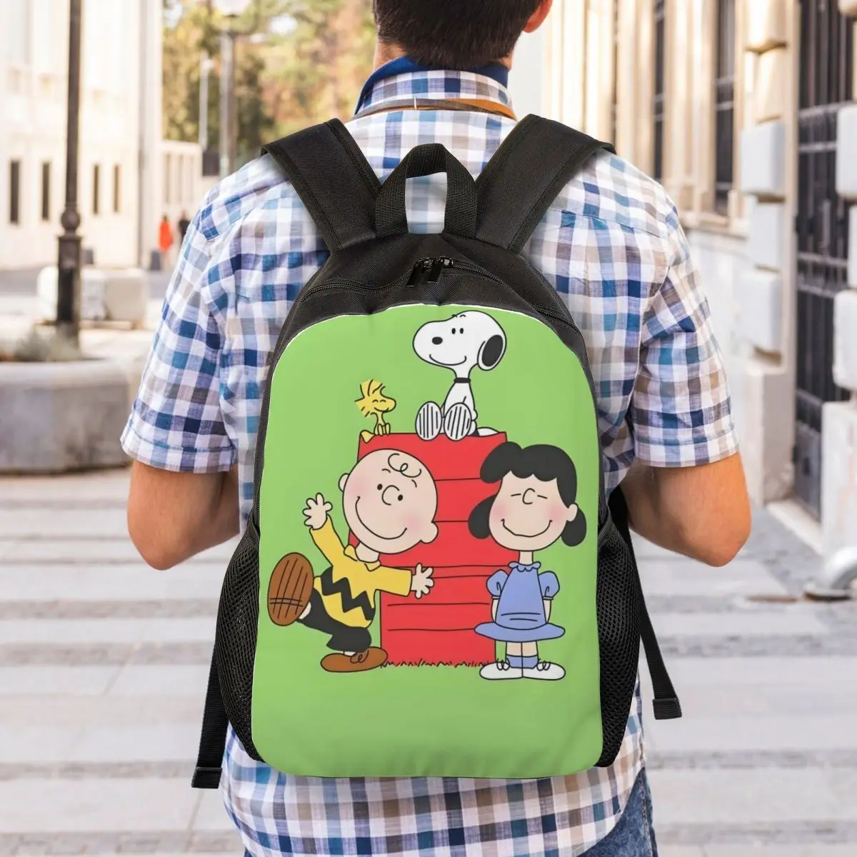 Aangepaste S-Snoopys rugzak voor jongens meisjes cartoon anime college school reistassen dames heren boekentas geschikt voor 15-inch laptop