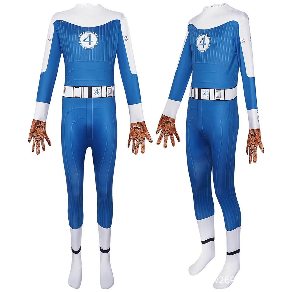 

The Fantastic Four First Steps Cosplay Costume Male Polyester Printed Jumpsuit Fantastic Four Thing Costume Bodysuit Halloween