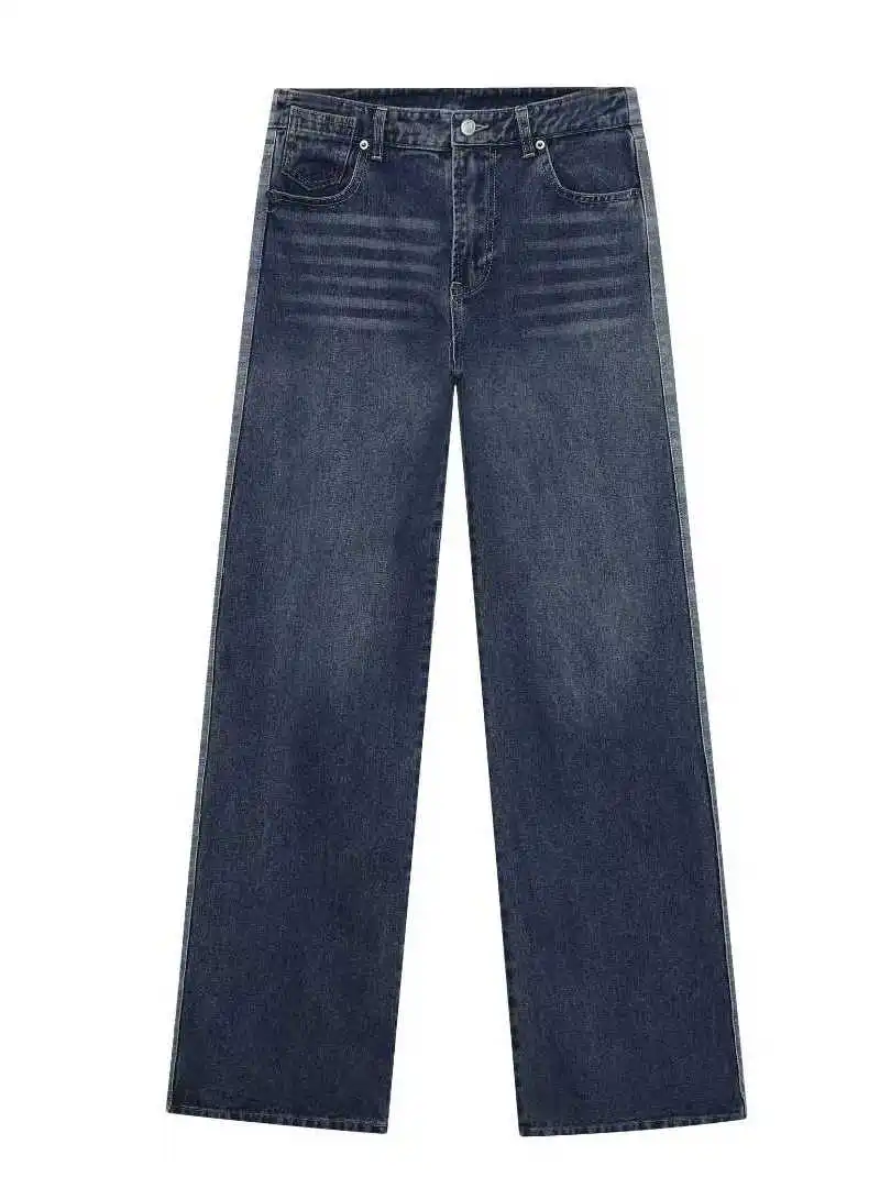 

Новые женские повседневные модные джинсы прямого кроя с цветными вставками, средней посадкой, из хлопка со стрейчем, на молнии