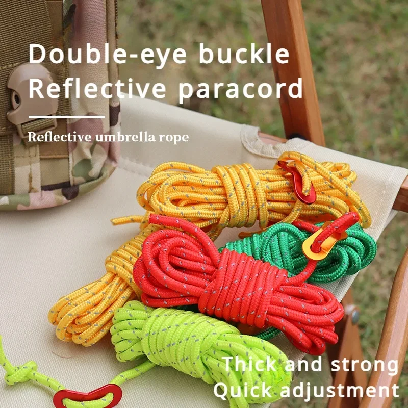 4M Windproof Rope Reflective Tent Rope Multifunction Guy Lines Cord Paracord Outdoor Sports Camping Hiking Tent Accessories