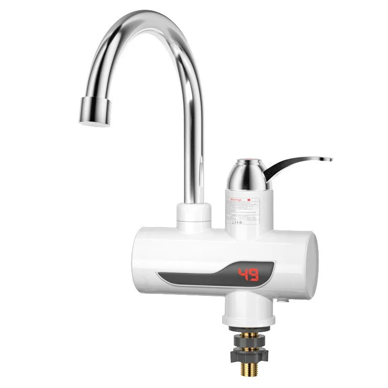 AB43-torneira de água rotativa com display digital led torneira de aquecimento da cozinha do banheiro tankless aquecedor de água quente elétrico plugue da ue