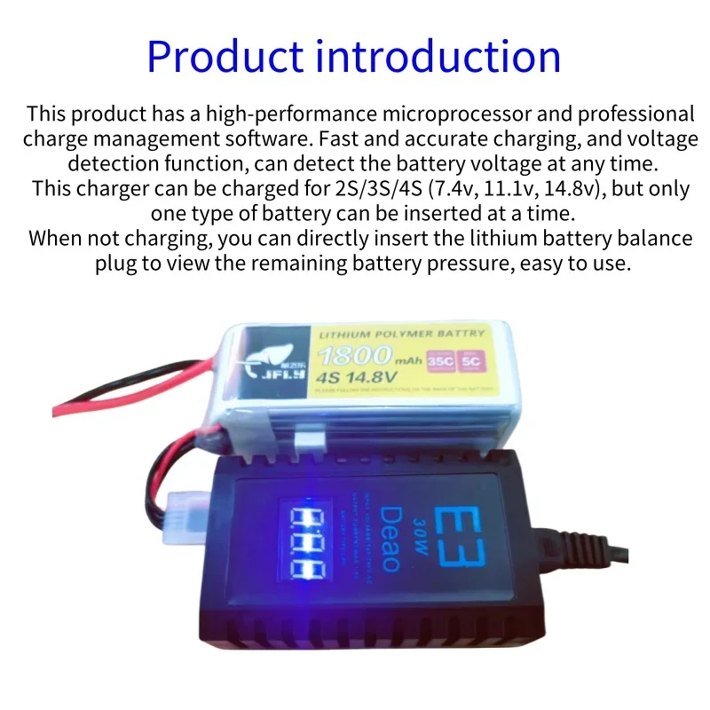 E3 30W 2S 3S 4S AC100V-240V Balanced Battery Charger for LiPo Battery of RC Helicopter - EU/US