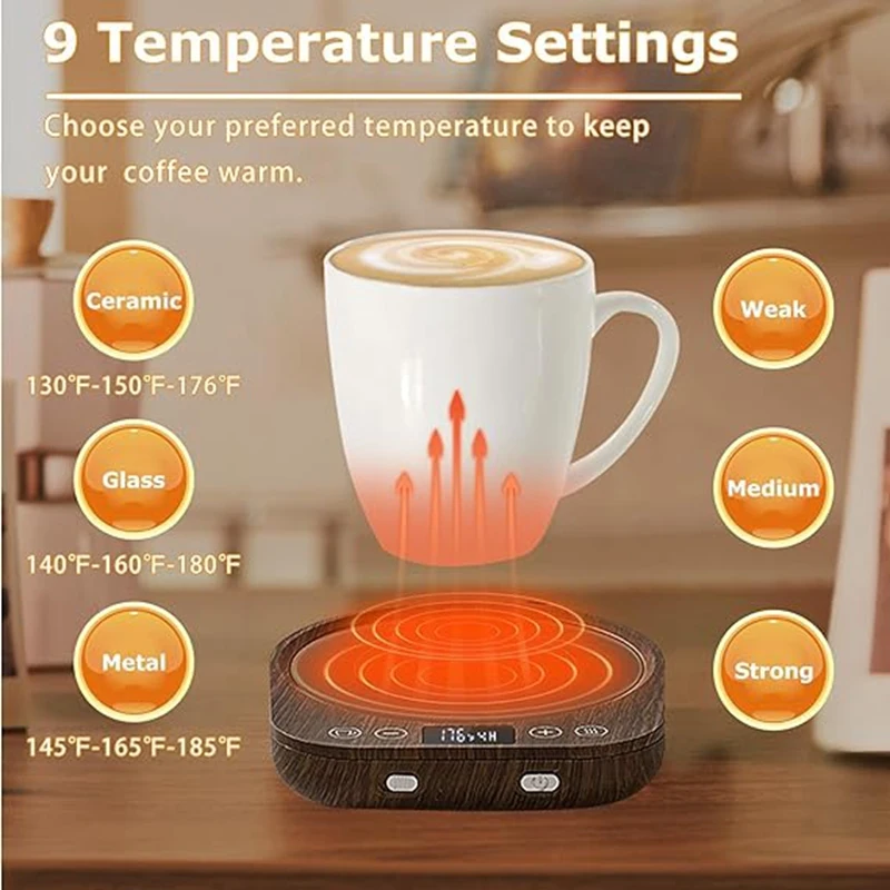 Coffee Mug Warmer ,Auto On/Off -Induction Smart Mug Warmer with 3 Temp Settings,1-9H Timer,For All Mugs.US Plug