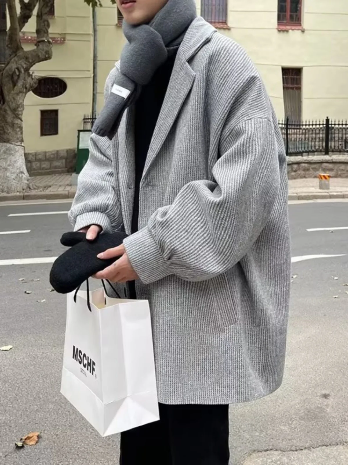 

Wool Blend Asymmetrical Coat Mans Sheath Cut Fitted Slim Skinny Narrow Tight Close Body Hugging Form Fitting Shape Revealing Ins