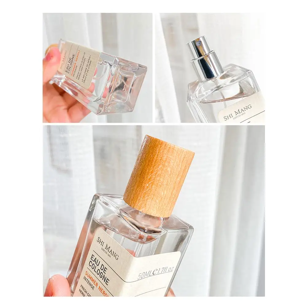 Frasco de perfume de vidro quadrado 50ml, frasco de spray transparente, garrafa de embalagem, atomizador recarregável, recipiente cosmético de viagem de alta qualidade