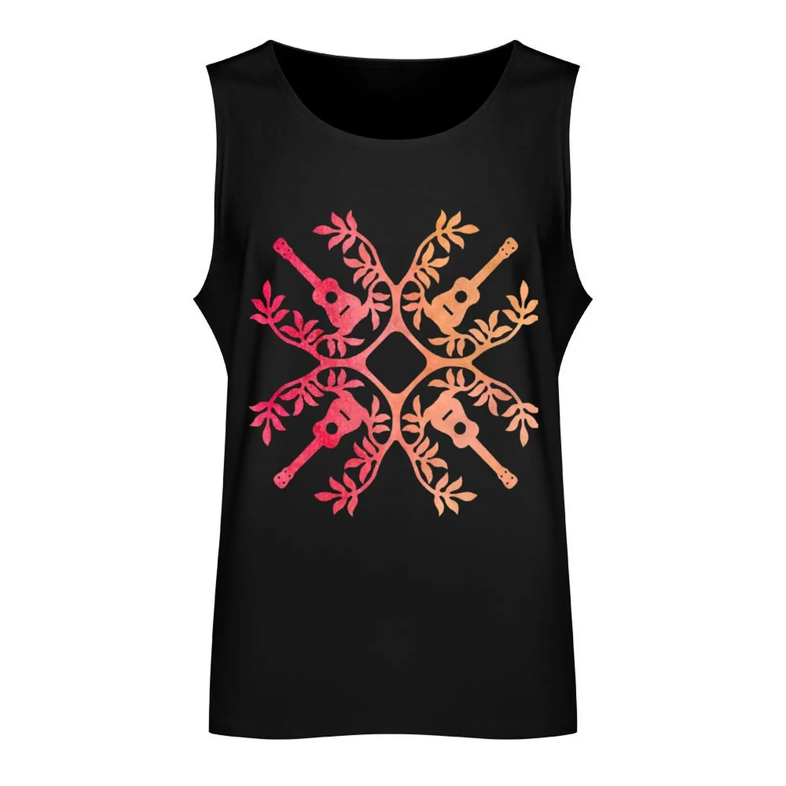 Hawaii Mele Music Quilt Tribal Tattoo Ukulele tshirt Tank Top Men gym sportswear Male vest men gym men clothings