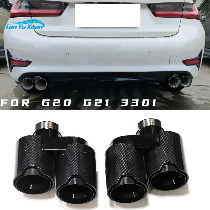 Sypes Quad Carbon Fiber Exhaust Tip For   G20 G21 330i 330d 330e Muffler Tip Exhaust System Exhaust Pipe 2.5'' Inch Tailpipe