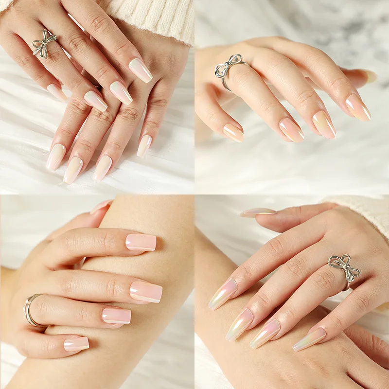 Fake Nail  Almond Gradient Simple French Press on Nails  NEW Design Solid Color BEST-SELLING on Ins AMZ Design For Fashion