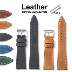 18mm 19mm 20mm 21mm 22mm Vintage Leather Watch Band Strap for Huawei Bracelet Universal Quick Release Soft Wristband