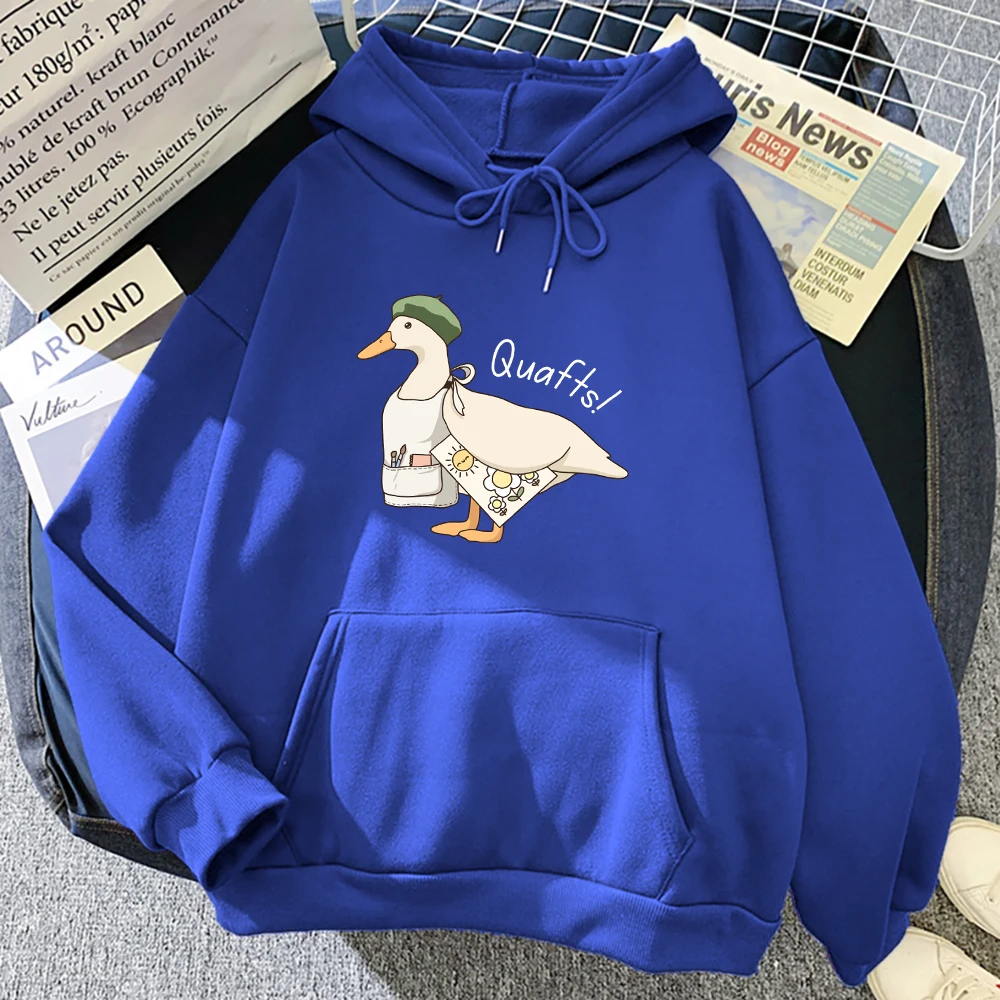 

Мужские толстовки с капюшоном The Big Goose Who Loves Drawing, модная флисовая модная толстовка, универсальная толстовка, осенние свободные пуловеры унисекс в стиле ретро