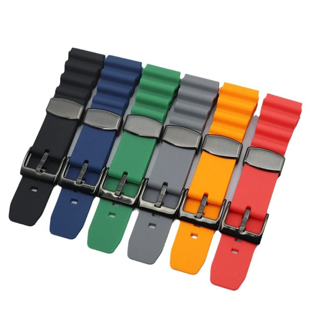 สายซิลิโคน18มม. 20มม. 22มม. สำหรับสาย SPR009 Seiko พร้อมสายรัดข้อมือเหล็ก