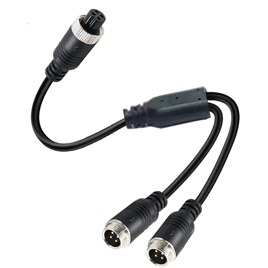 Qxny 4Pin Aviation Head Male/Female To 2 Way Plug  Spliter Extension Cable Adapter for CCTV Camera Connector Split Signal To Two