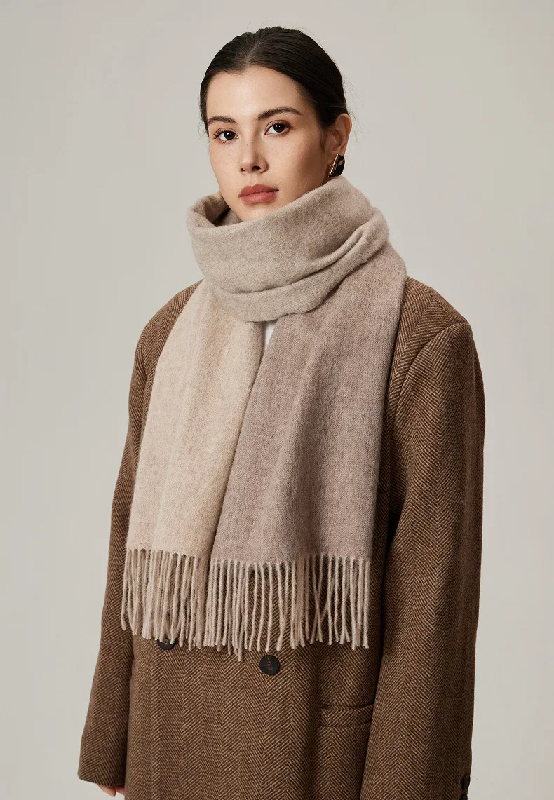وشاح نسائي كاجوال من الصوف مع شال شرابة شتاء 2025 إكسسوار عصري جديد #2