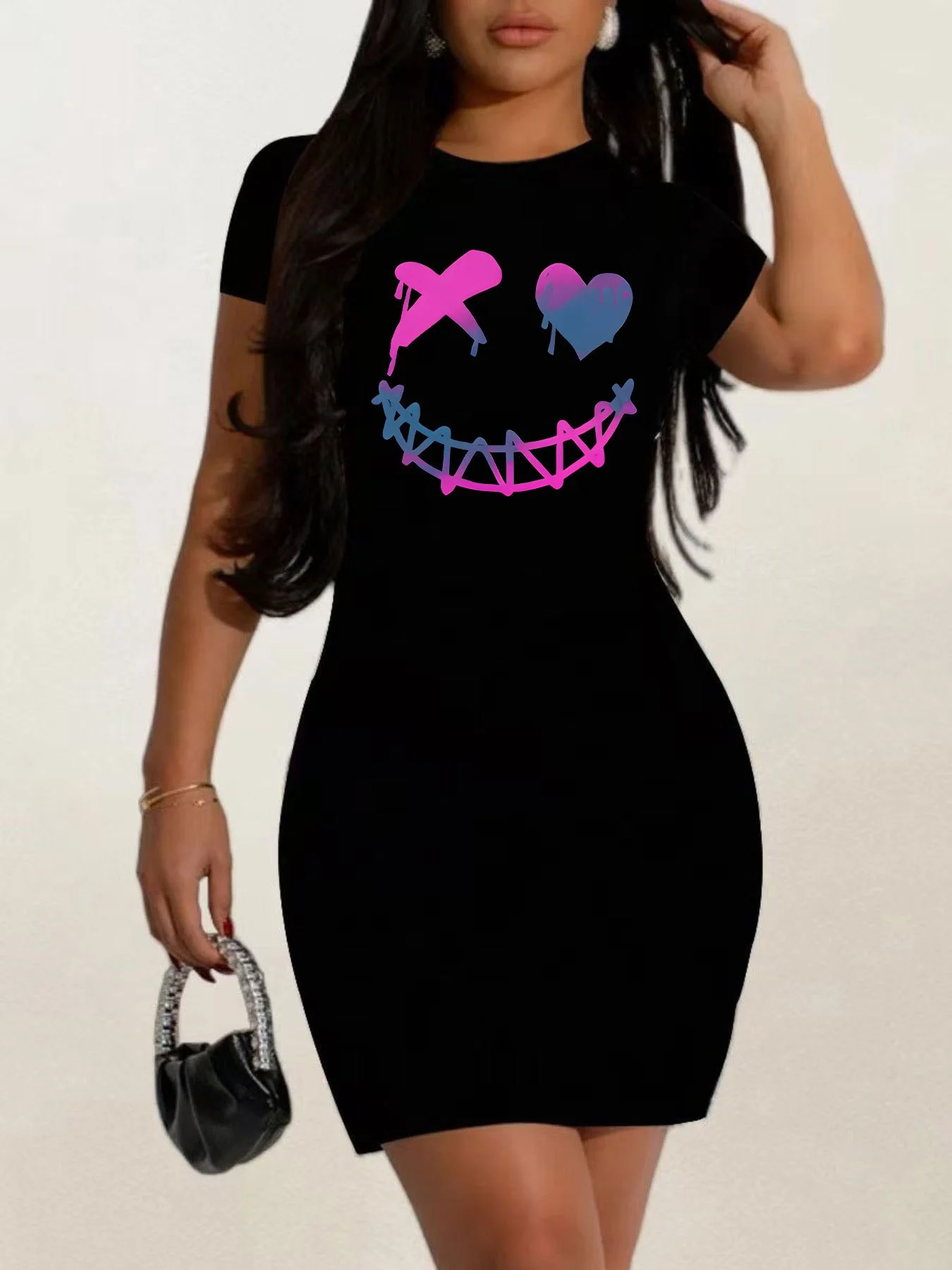 Robe t-shirt longue d'été SEXY robe midi femme décontracté graphique t-shirt robe à manches courtes col rond coupe ample printemps été