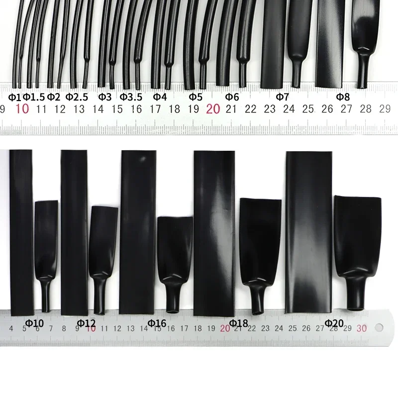 1 ~ 20 متر 2:1 أسود ضياء 1 مللي متر ~ 20 مللي متر مرنة لامعة الحرارة يتقلص أنبوب كابل كم المهنية الصوت سماعة خط سلك حامي