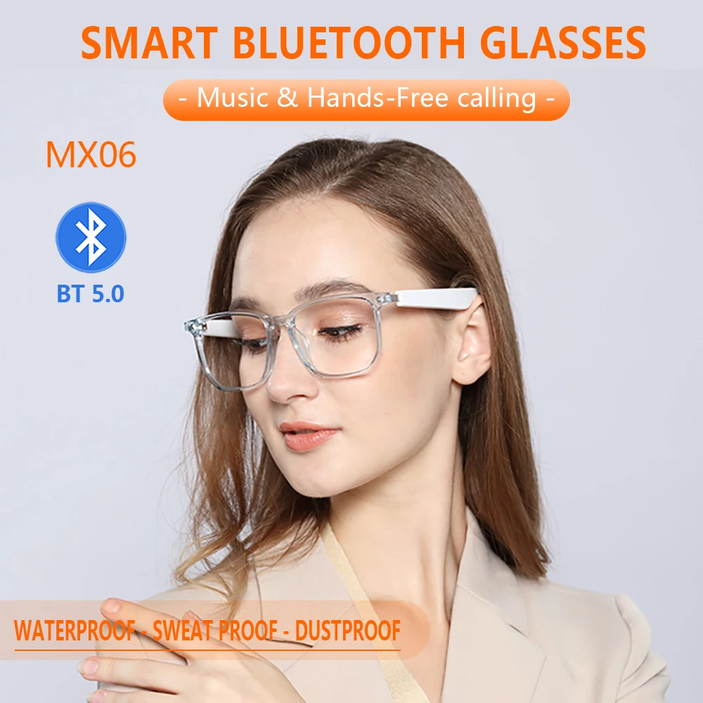 Wireless Bluetooth Smart Glasses 5.0 TWS Call Music Headset Glasses Replaceable Lenses Anti-blue Light Waterproof Sports Driving