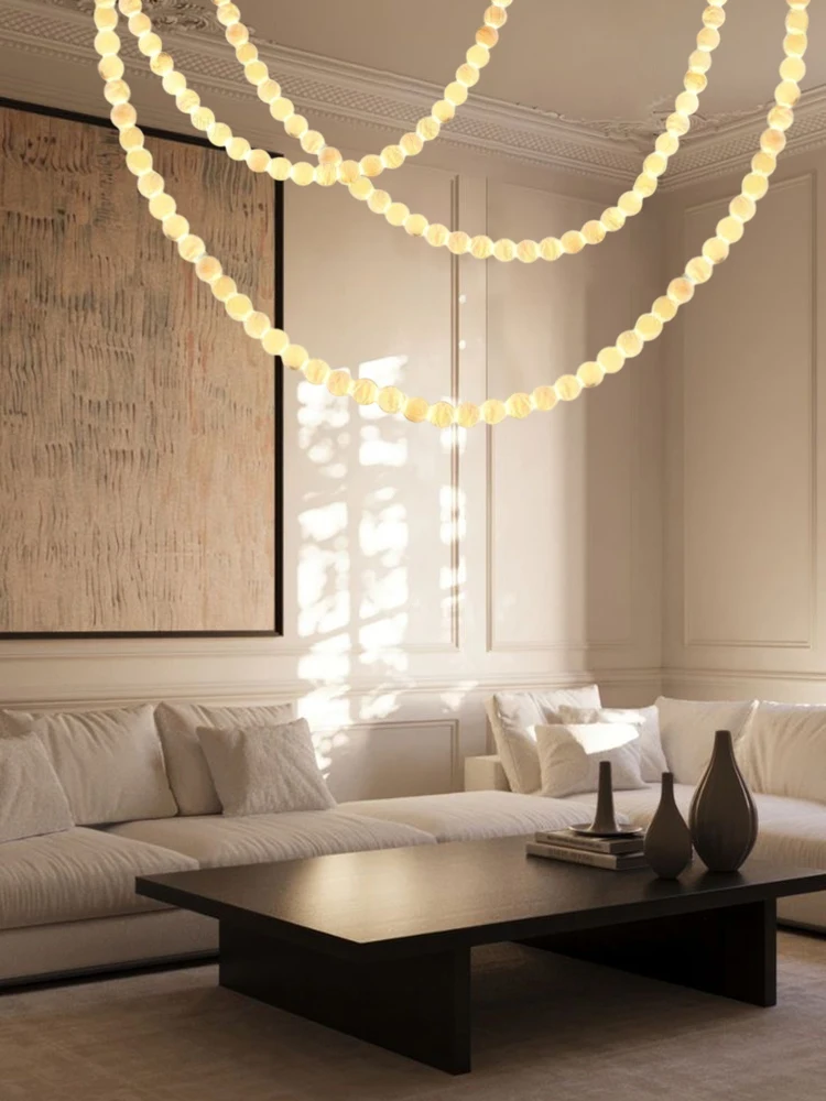 

Marble Pearl Drop LED 2025 Chandelier Lighting Alabaster Hanging Lamps Suspension Luminaire Lampen For Foyer Dinning Room