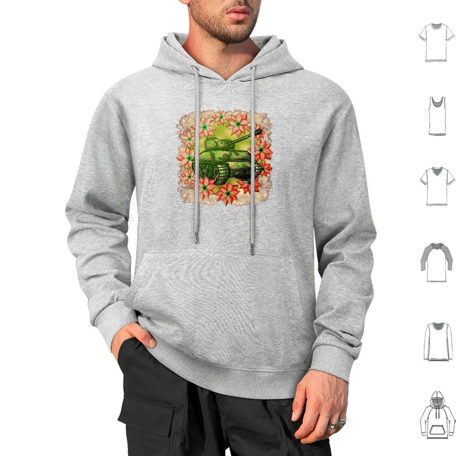 Tank Christmas Hoodies Long Sleeve Tank Army Army Tank Military Poinsettia Flower Occupations Jobs