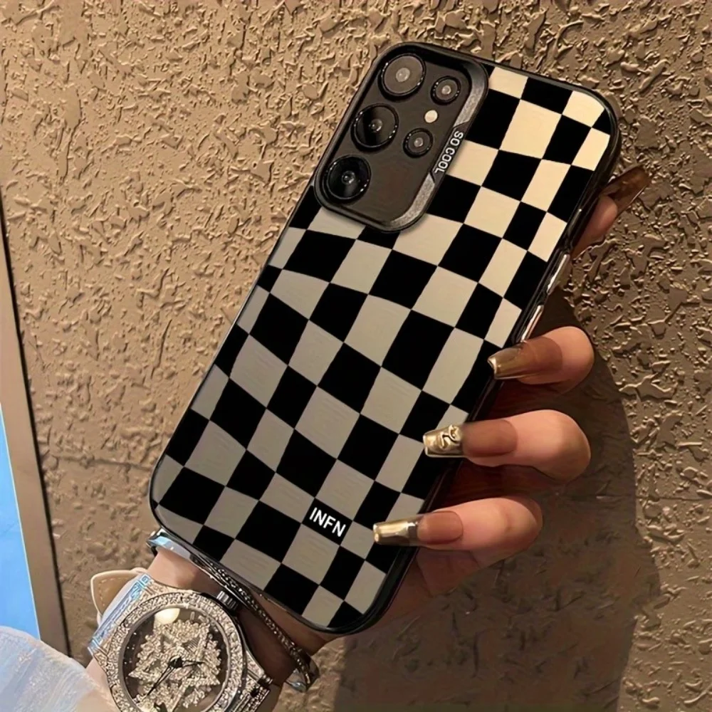 Checkerboard Phone Case For Samsung Galaxy S26 S25 S24 S23 S22 S21 S20  Plus Edge FE Note 20 Ultra 5G Soft Edge Hard Back Cover